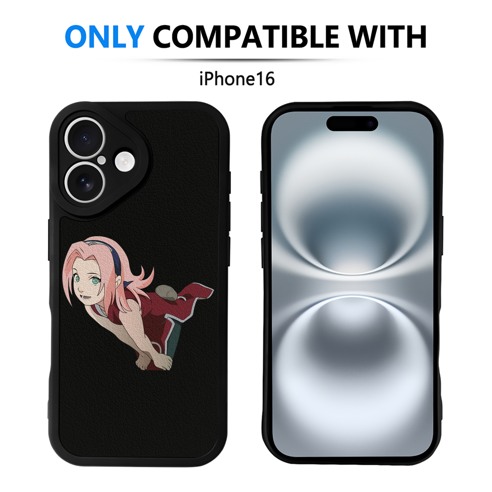（画像用） NARUTO -ナルト- 春野サクラ Haruno Sakura 【iPhone 16シリーズ対応】シリコンスマホケース（レザー調） 材質：シリコン